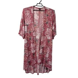 Torrid Women's Plus 3 = 3X Pink Floral Open Cardigan Sweater Longline